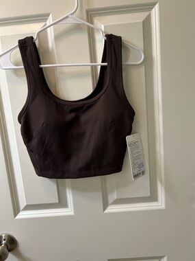 lululemon athletica Ribbed Scoop-Back Sports Bra in Dark Brown